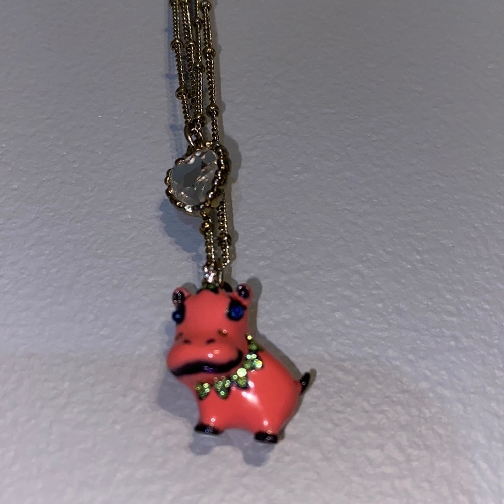 Betsey Johnson Hippo 🦛 Heart 💓 Necklace